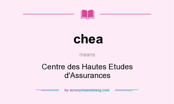 What does chea mean? It stands for Centre des Hautes Etudes d`Assurances