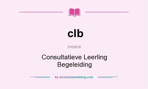 What does clb mean? It stands for Consultatieve Leerling Begeleiding
