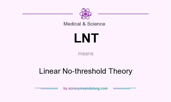 What does LNT mean? It stands for Linear No-threshold Theory