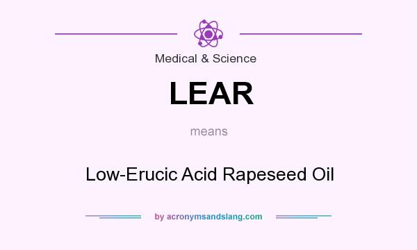 What does LEAR mean? It stands for Low-Erucic Acid Rapeseed Oil