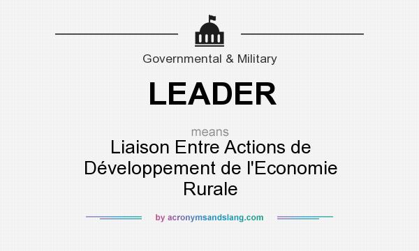 What does LEADER mean? It stands for Liaison Entre Actions de Développement de l`Economie Rurale