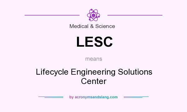 What does LESC mean? It stands for Lifecycle Engineering Solutions Center