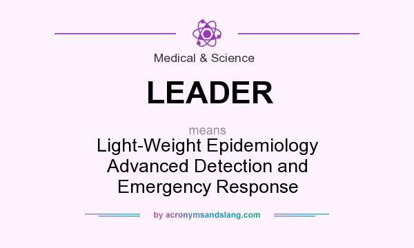 What does LEADER mean? It stands for Light-Weight Epidemiology Advanced Detection and Emergency Response