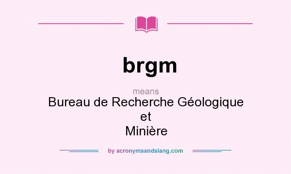 What does brgm mean? It stands for Bureau de Recherche Géologique et Minière