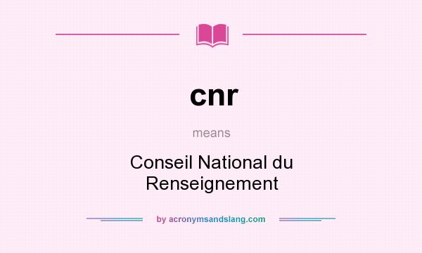 What does cnr mean? It stands for Conseil National du Renseignement