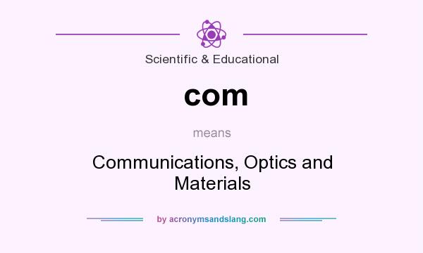 What does com mean? It stands for Communications, Optics and Materials