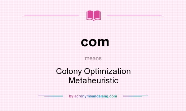 What does com mean? It stands for Colony Optimization Metaheuristic
