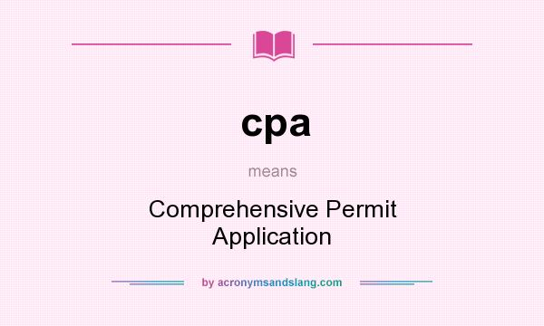 What does cpa mean? It stands for Comprehensive Permit Application