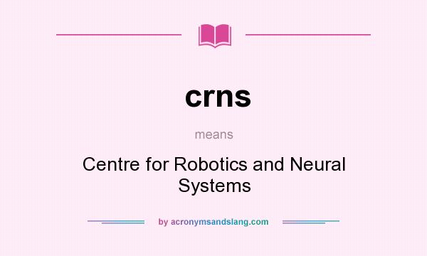What does crns mean? It stands for Centre for Robotics and Neural Systems