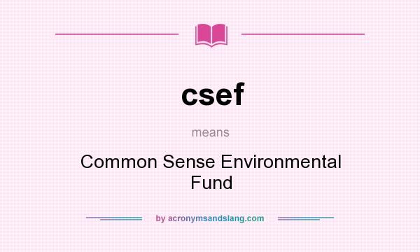 What does csef mean? It stands for Common Sense Environmental Fund