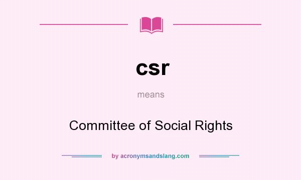 What does csr mean? It stands for Committee of Social Rights