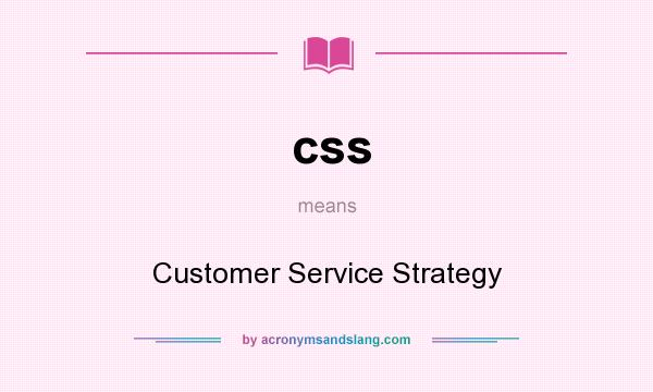 What does css mean? It stands for Customer Service Strategy