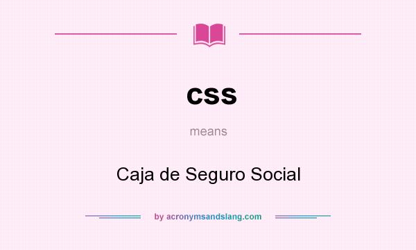 What does css mean? It stands for Caja de Seguro Social