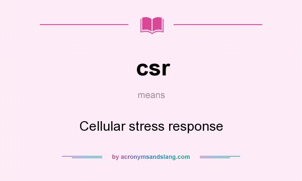 What does csr mean? It stands for Cellular stress response