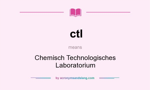 What does ctl mean? It stands for Chemisch Technologisches Laboratorium