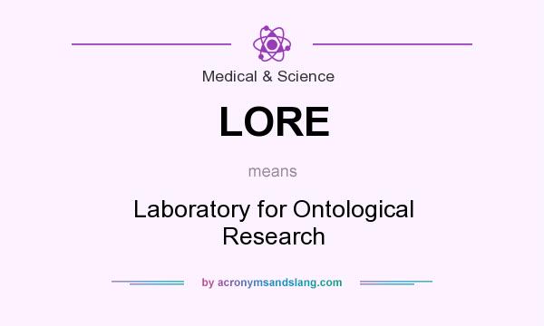 What does LORE mean? It stands for Laboratory for Ontological Research
