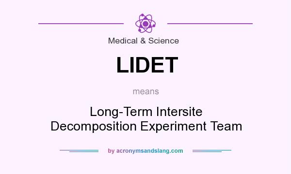 What does LIDET mean? It stands for Long-Term Intersite Decomposition Experiment Team