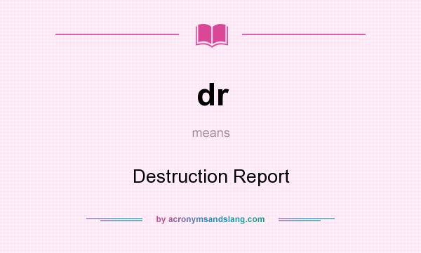 What does dr mean? It stands for Destruction Report