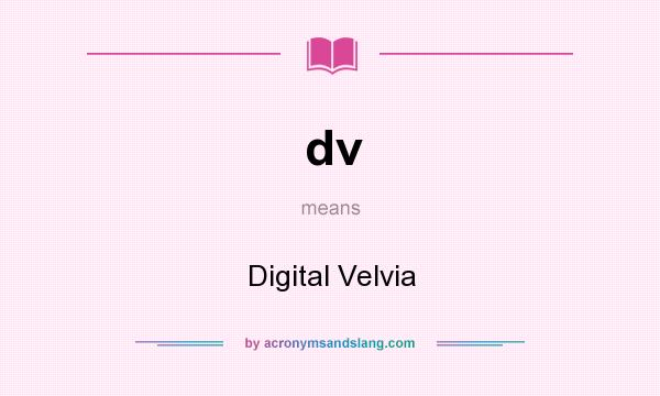 What does dv mean? It stands for Digital Velvia