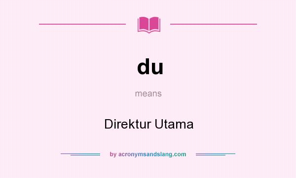 What does du mean? It stands for Direktur Utama
