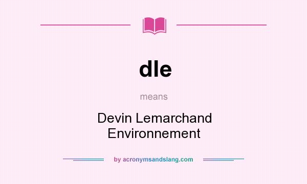 What does dle mean? It stands for Devin Lemarchand Environnement