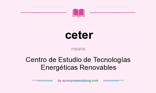 What does ceter mean? It stands for Centro de Estudio de Tecnologías Energéticas Renovables