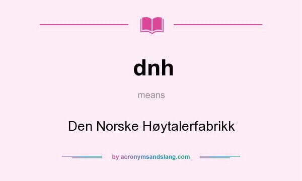 What does dnh mean? It stands for Den Norske Høytalerfabrikk