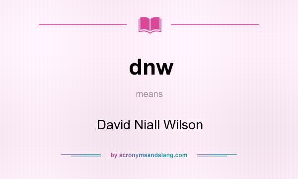 What does dnw mean? It stands for David Niall Wilson