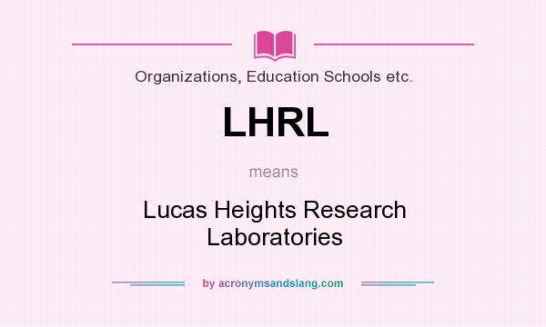 What does LHRL mean? It stands for Lucas Heights Research Laboratories