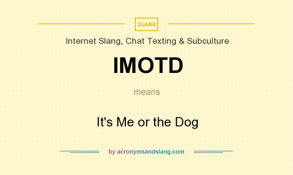 What does IMOTD mean? It stands for It`s Me or the Dog