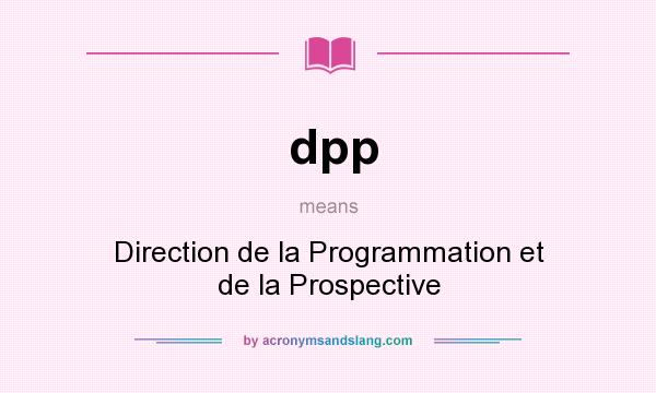 What does dpp mean? It stands for Direction de la Programmation et de la Prospective