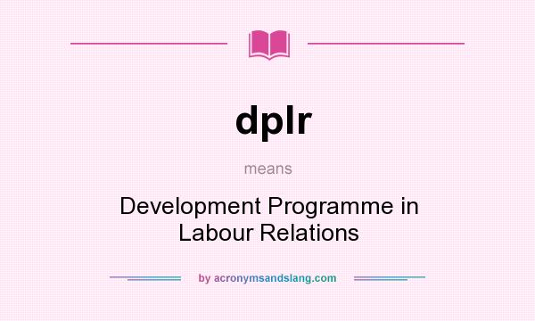 What does dplr mean? It stands for Development Programme in Labour Relations