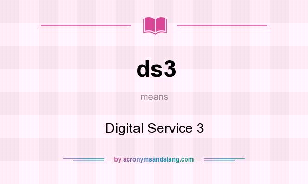 What does ds3 mean? It stands for Digital Service 3