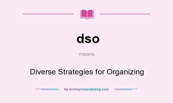 What does dso mean? It stands for Diverse Strategies for Organizing