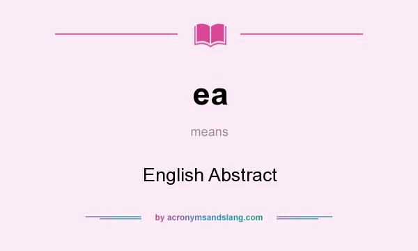 What does ea mean? It stands for English Abstract