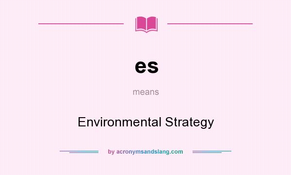 What does es mean? It stands for Environmental Strategy