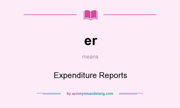 What does er mean? It stands for Expenditure Reports