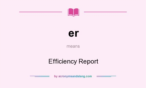 What does er mean? It stands for Efficiency Report