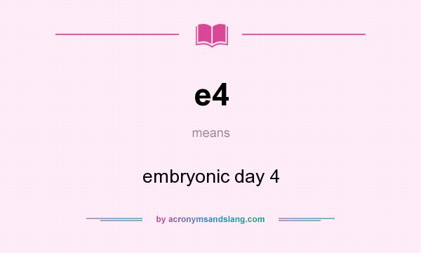 What does e4 mean? It stands for embryonic day 4