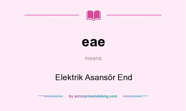 What does eae mean? It stands for Elektrik Asansör End