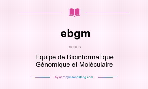 What does ebgm mean? It stands for Equipe de Bioinformatique Génomique et Moléculaire