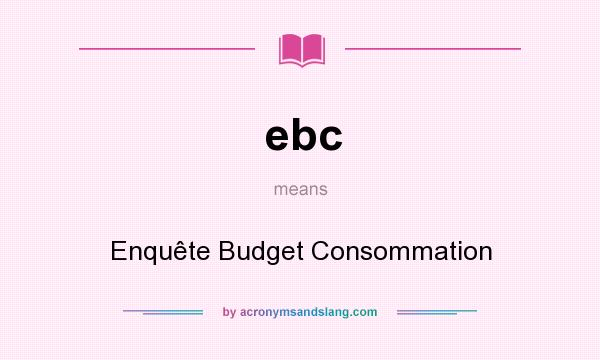 What does ebc mean? It stands for Enquête Budget Consommation