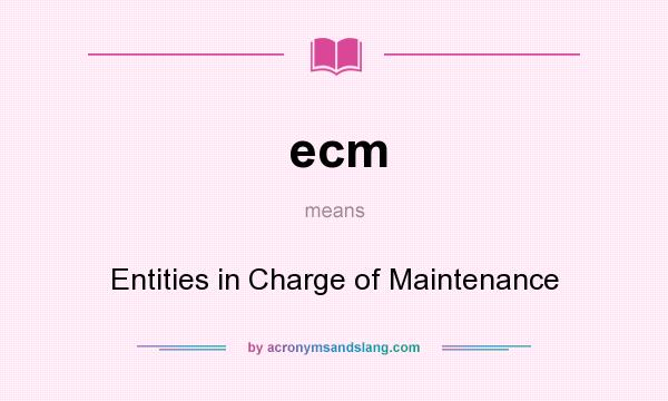 What does ecm mean? It stands for Entities in Charge of Maintenance