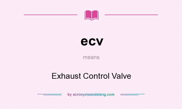 What does ecv mean? It stands for Exhaust Control Valve