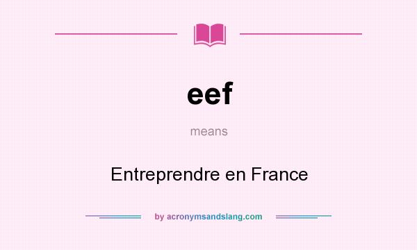 What does eef mean? It stands for Entreprendre en France