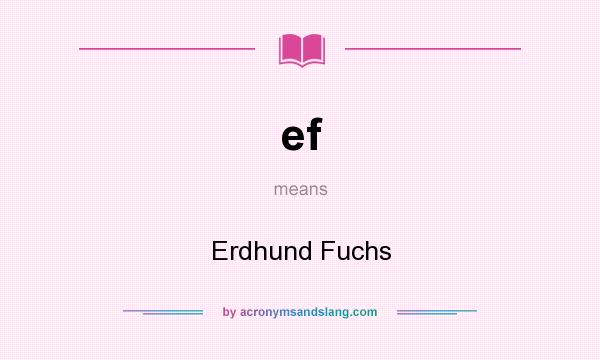 What does ef mean? It stands for Erdhund Fuchs