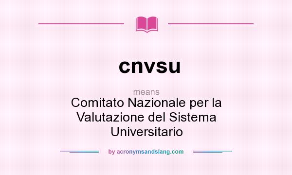 What does cnvsu mean? It stands for Comitato Nazionale per la Valutazione del Sistema Universitario