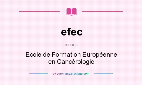 What does efec mean? It stands for Ecole de Formation Européenne en Cancérologie