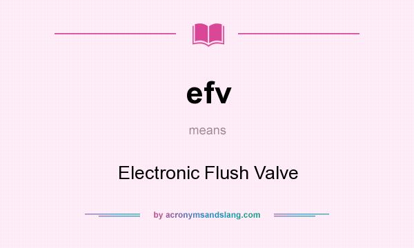What does efv mean? It stands for Electronic Flush Valve