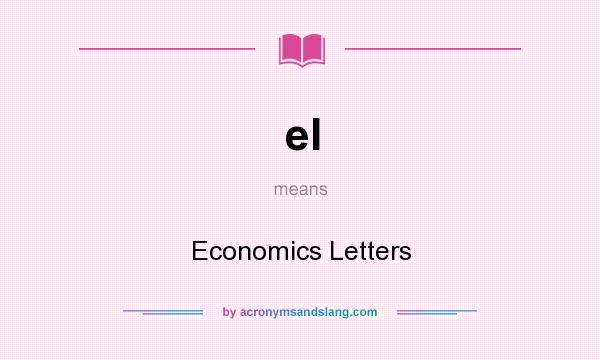 What does el mean? It stands for Economics Letters